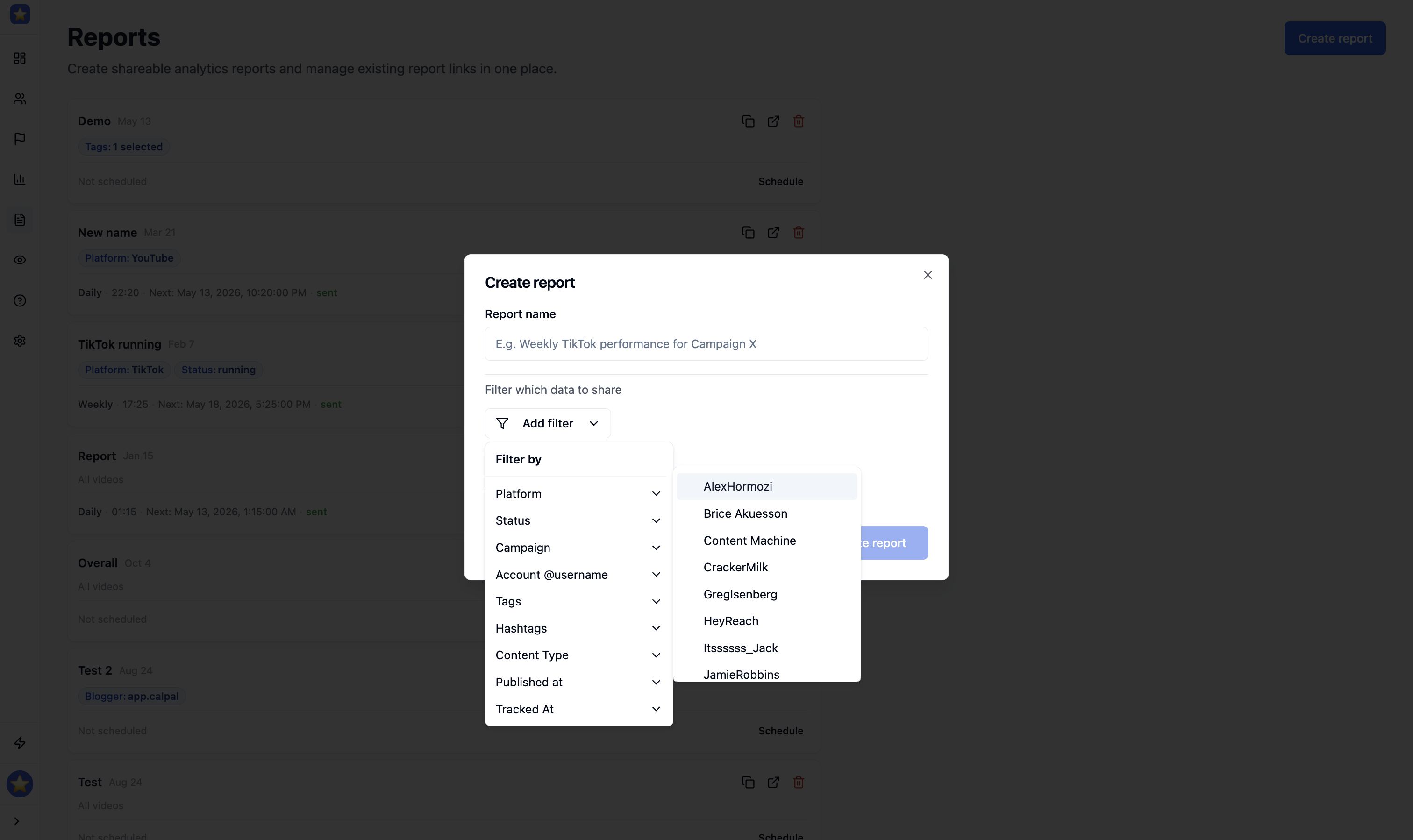 Build any report you want with any filter